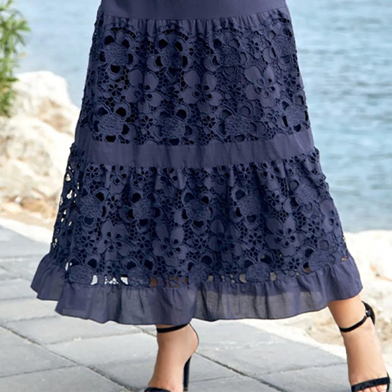 Elegant Floral Lace Loose Flowy Dress