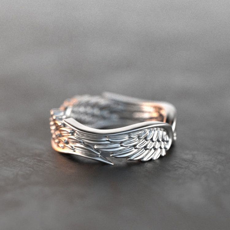 S925 Sterling silver Angel Wings Feather Ring💕