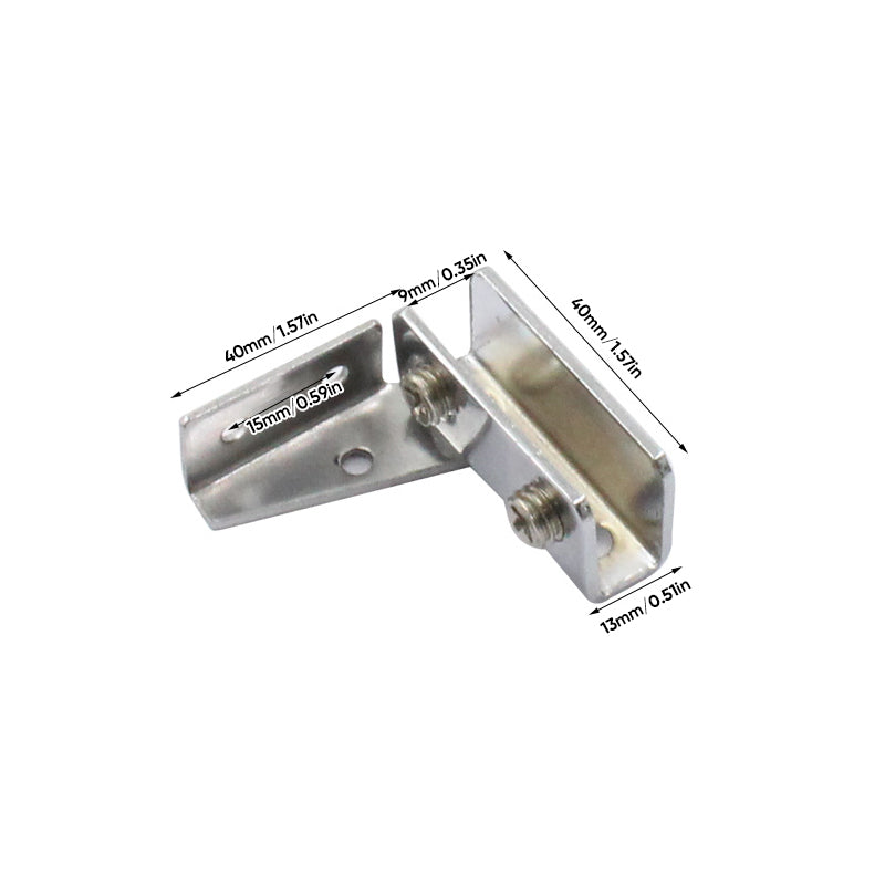 L-shaped rotating glass hinge