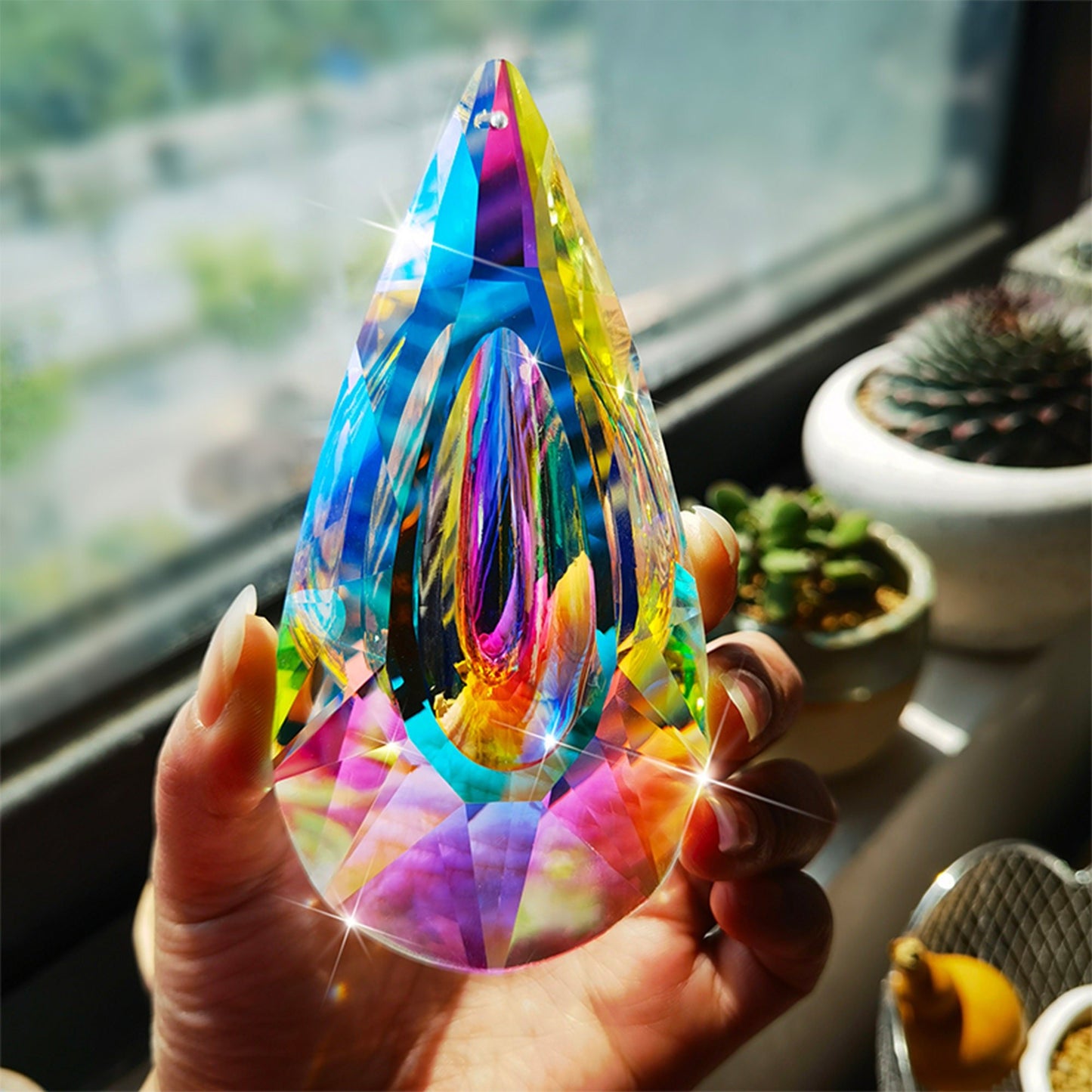 120mm AB-Color Hanging Crystals Prism Suncatcher