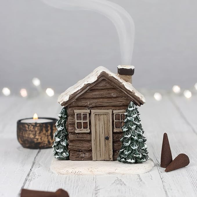 🏠Log Cabin Incense Burner with Smoking Chimney🎄Perfect Christmas Gift