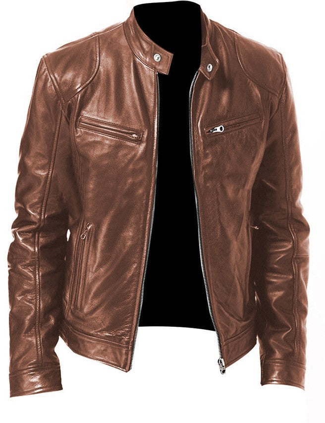 Biker Casual Zipper Leather Jacket