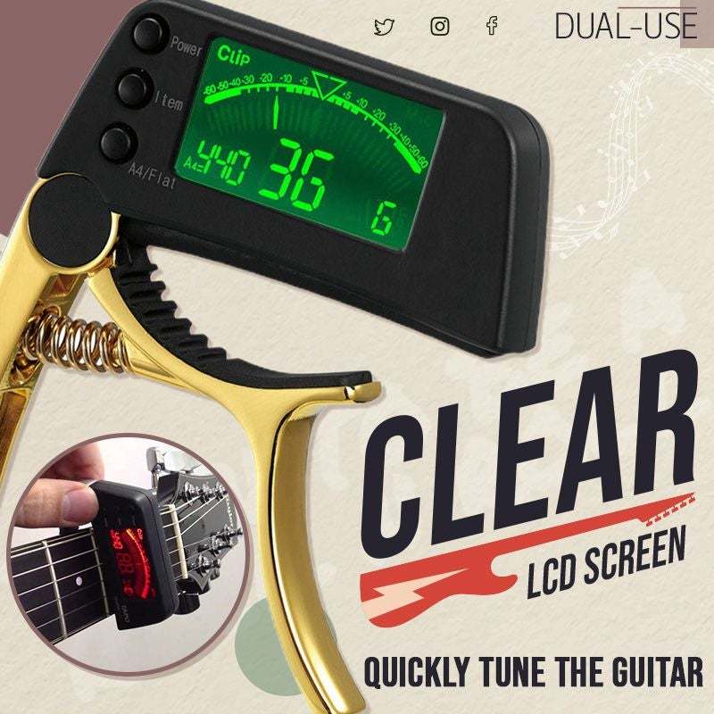 DUAL-USE GUITAR CAPO TUNER WITH LCD DISPLAY