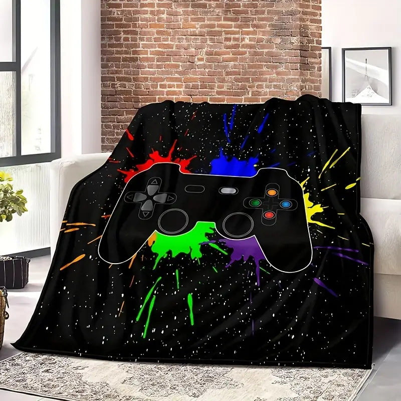 Black Cat Print Flannel Blanket