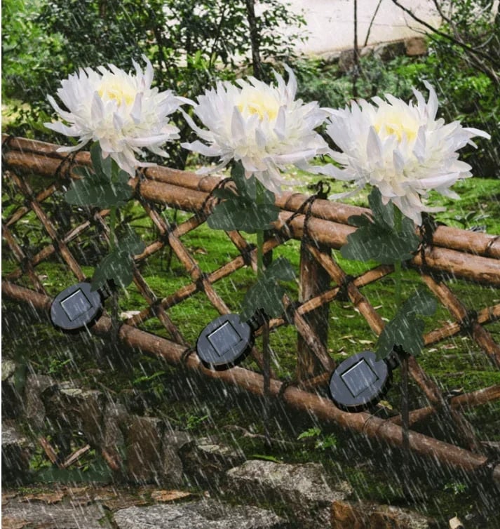 SPRING ARTIFICIAL Chrysanthemum SOLAR GARDEN STAKE LED