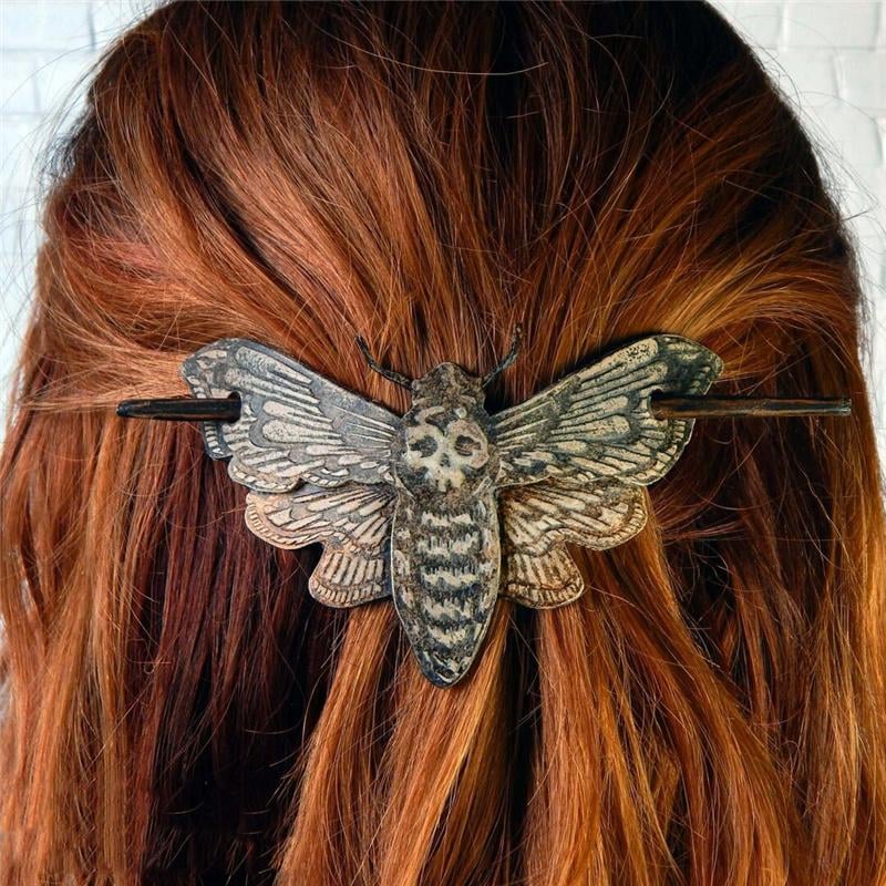 Death Moth/Skull HairPins Stick Slide with Faux Bone