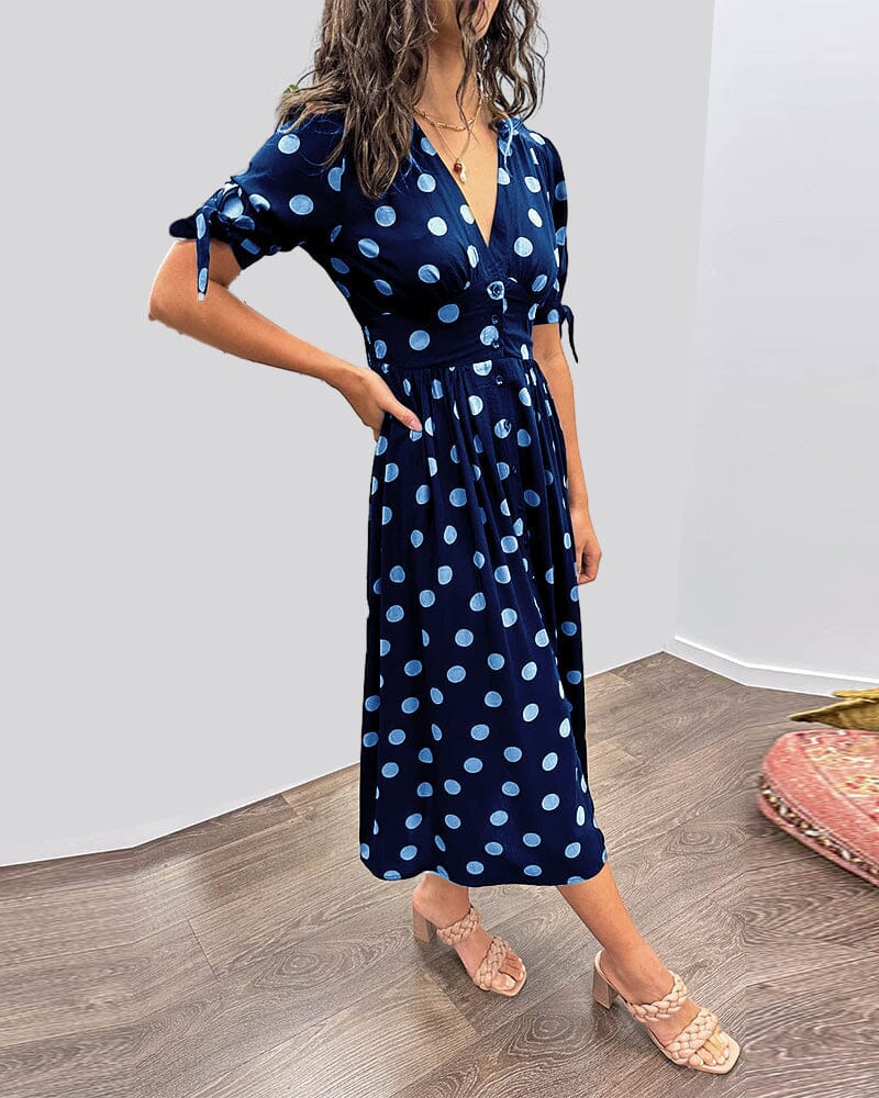 🔥🌷Promotion 48% OFF - 💃Deep V-neck polka-dot dress