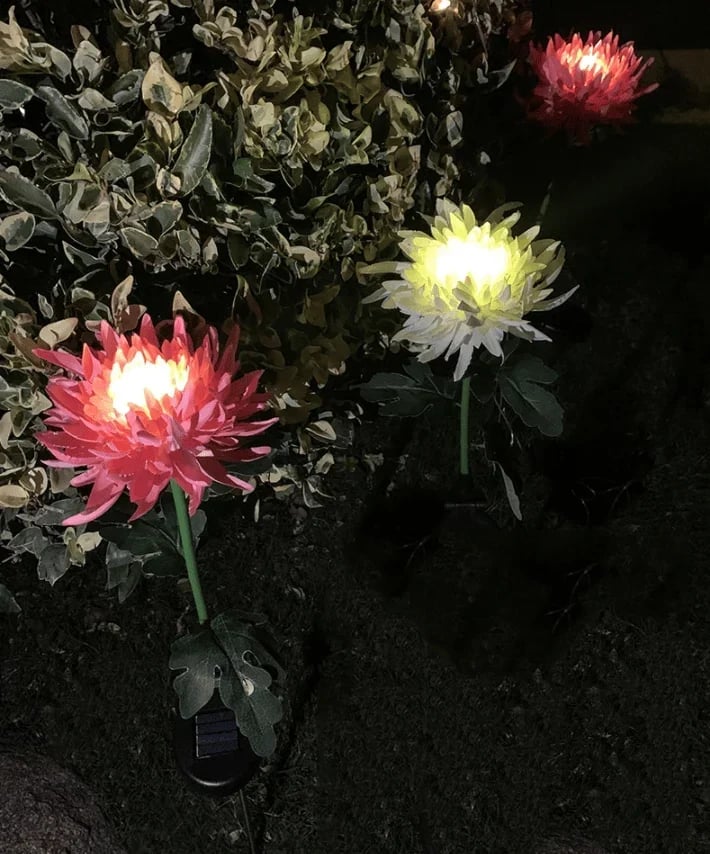 SPRING ARTIFICIAL Chrysanthemum SOLAR GARDEN STAKE LED