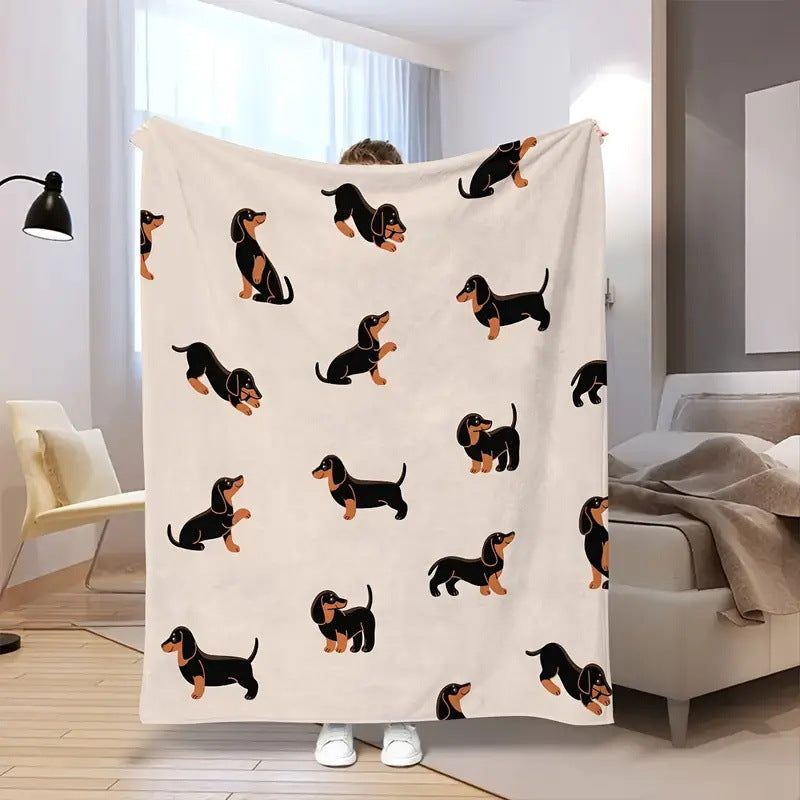 Black Cat Print Flannel Blanket