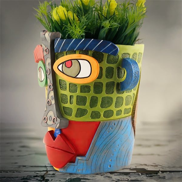 Handmade Brutalist Abstract Beauty Face Flower Pot - Buy two and get free shipping!