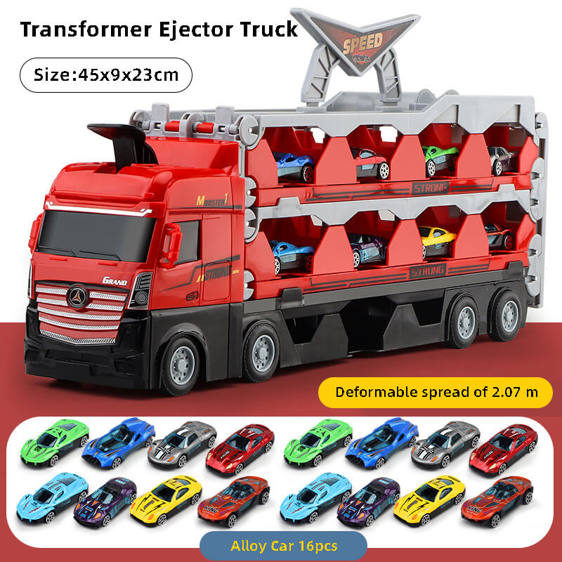 🔥Mega Hauler Truck With Ejection Race Track