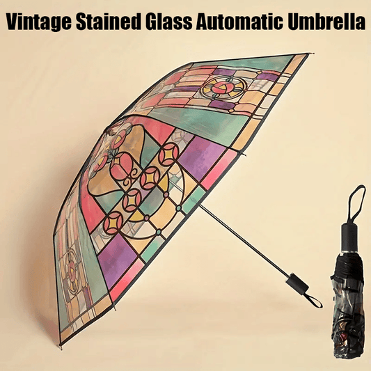 🔥Vintage Stained Glass Automatic Umbrella