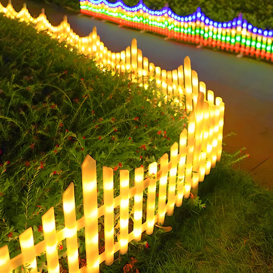 5 Pack Wave-Shaped Solar LED Lighted Garden Fence