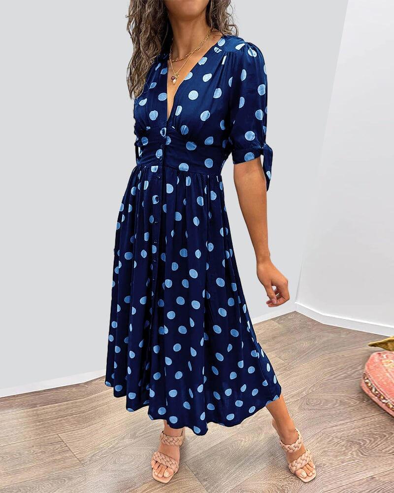 🔥🌷Promotion 48% OFF - 💃Deep V-neck polka-dot dress