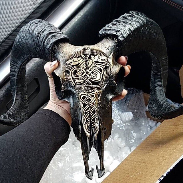 Carved Ram Skull