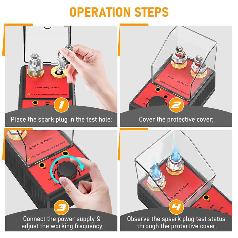 Compact Dual-Hole Spark Plug Tester for Car Ignition Plug Analysis and Diagnostics - 12V