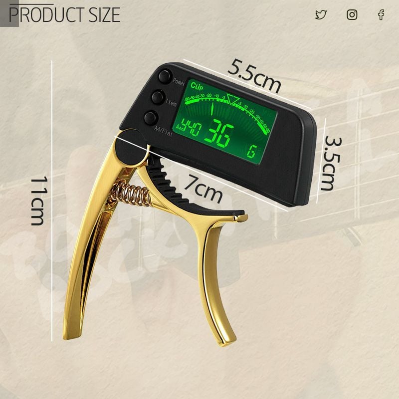 DUAL-USE GUITAR CAPO TUNER WITH LCD DISPLAY