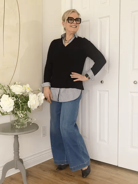 Seamed Front Wide Leg Jeans (Buy 2 Free Shipping)