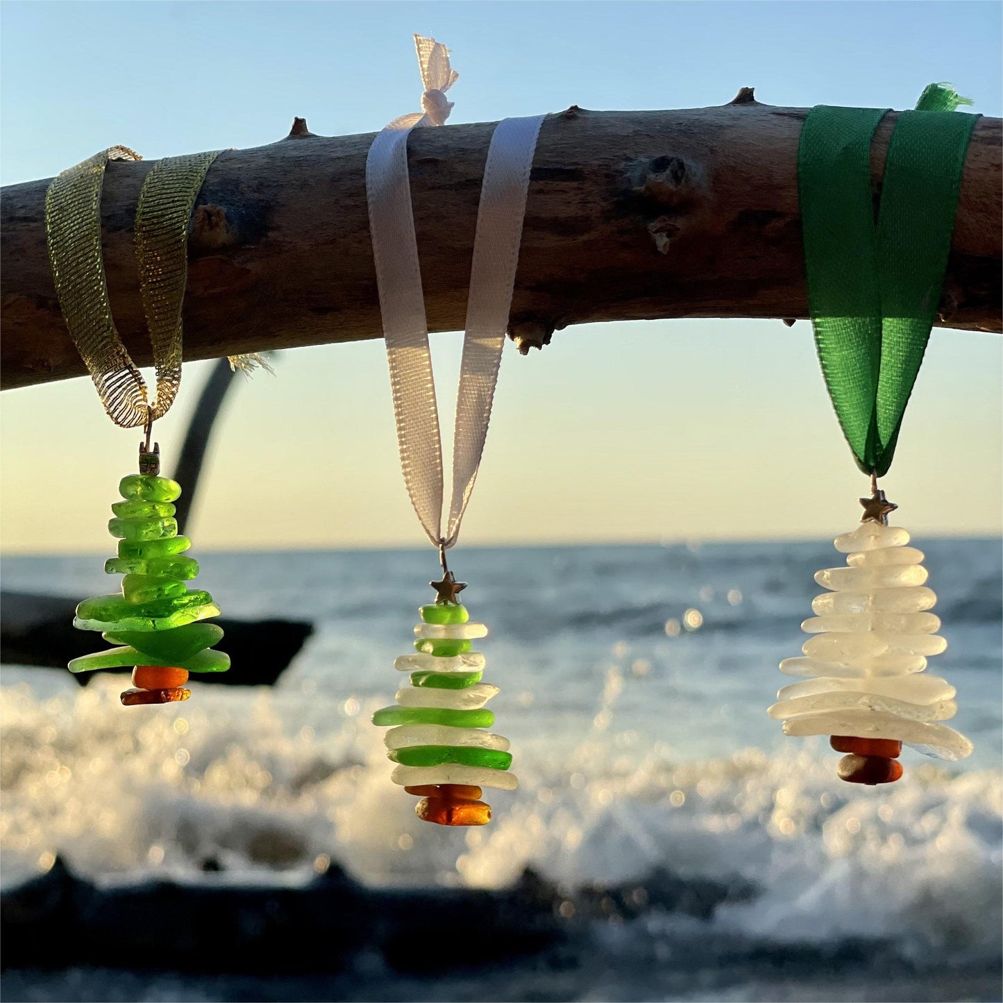 🎄Lake Erie Sea Glass Christmas Tree Ornament