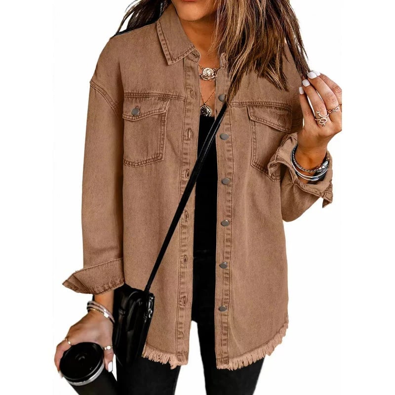 💕Women's Raw Edge Ripped Denim Jacket