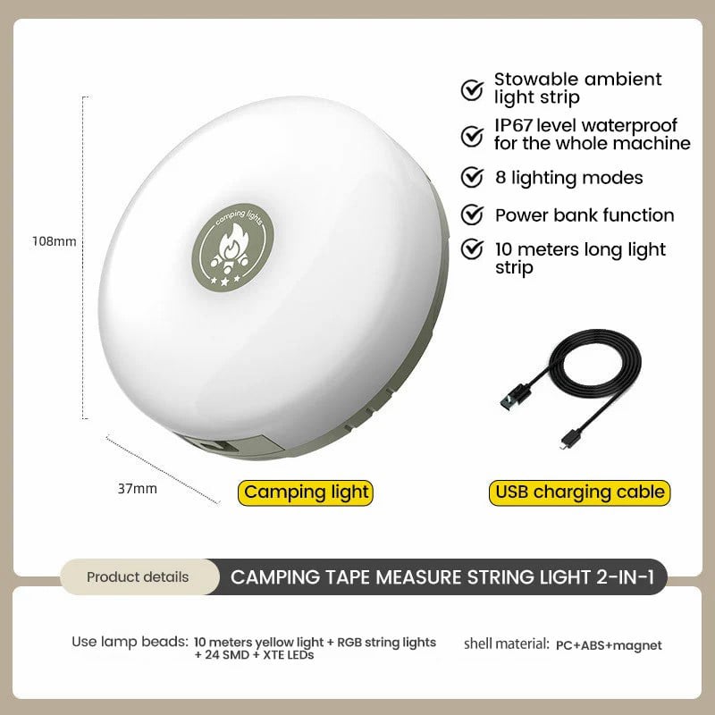 Camping Outdoor Waterproof Portable Stowable String Light