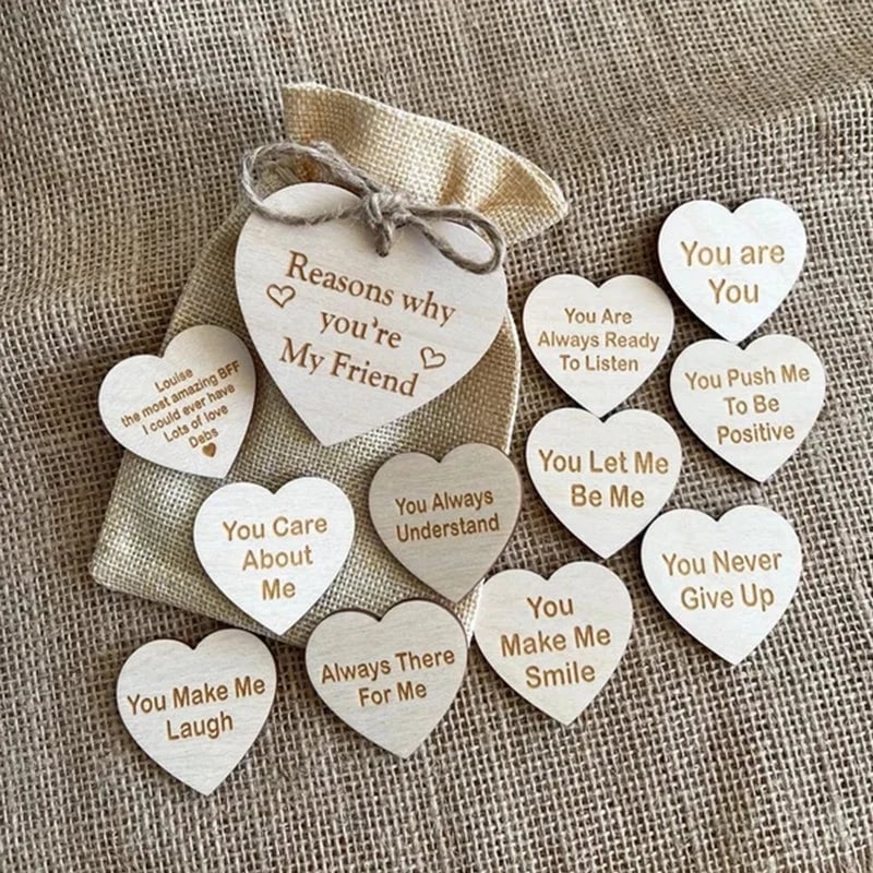 🎁Why You Are My Friend Wooden Box and Heart Tokens