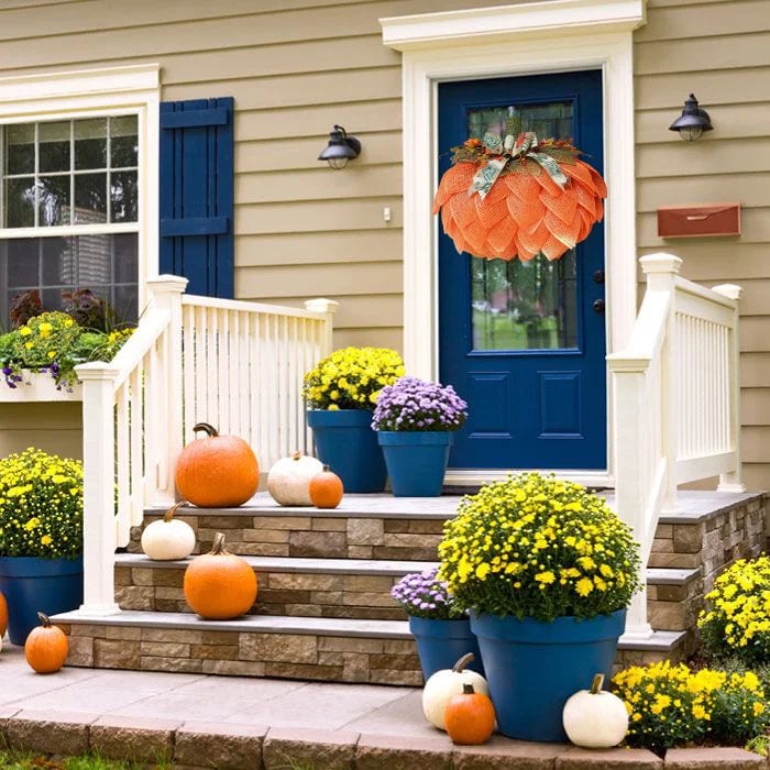 🔥Last Day 60% OFF 🍁 Farmhouse Pumpkin Wreath For Front Door