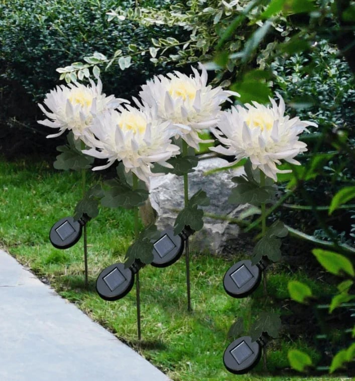 SPRING ARTIFICIAL Chrysanthemum SOLAR GARDEN STAKE LED