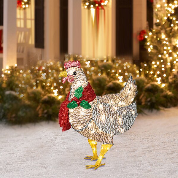 💝Lantern chicken with scarf Christmas decoration