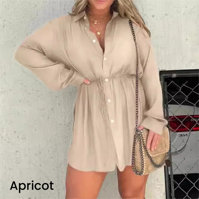 Women's Solid Color Long Sleeve Shirt Suit