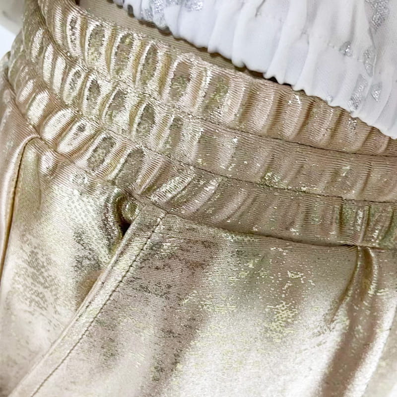 Women's 2-piece set: Devil's Eye gold foil top and sequin pants set