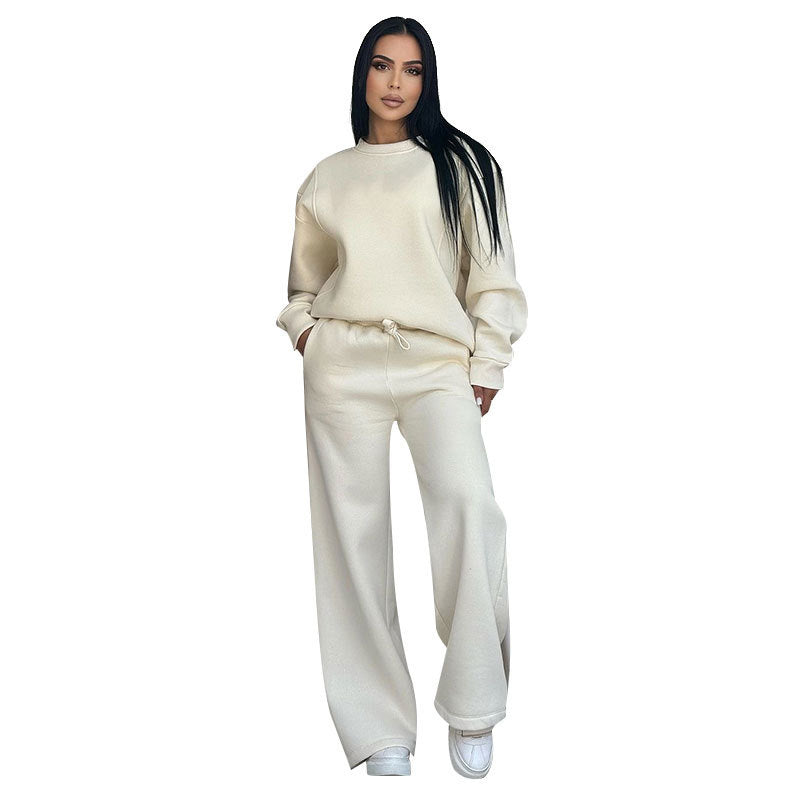 🌸 Fashion Solid Color Loose Round Neck Long Sleeve Top & Pants (2-Piece Set)