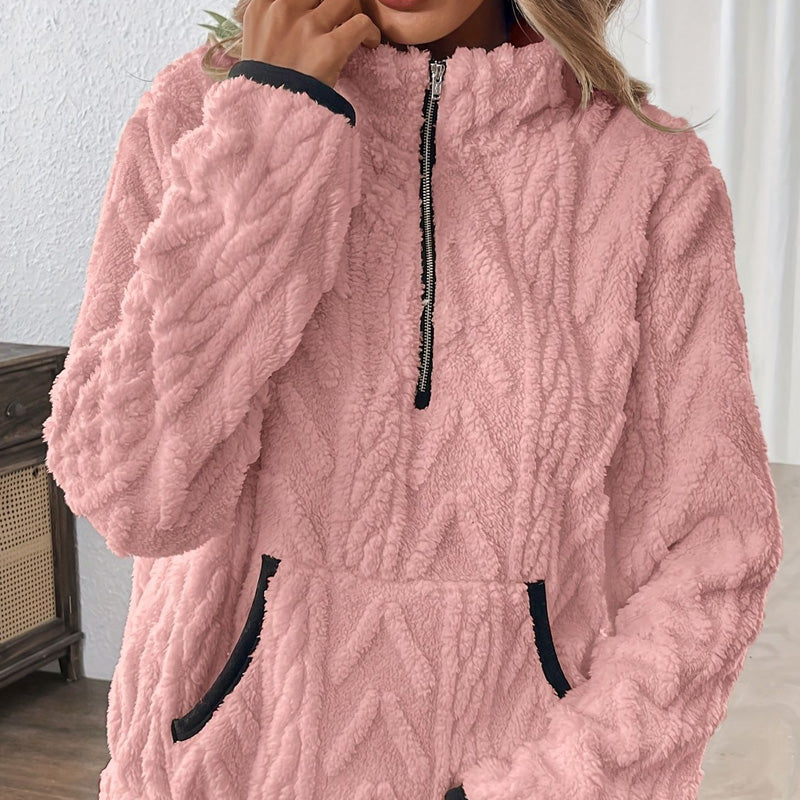 🍂🍁Half-Zip Fuzzy Pocket Sweatshirt