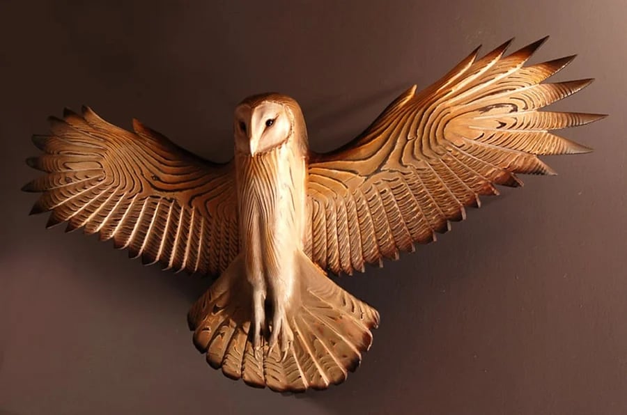 49% OFF-Barn Owl Wall Art - Hand Carved Art