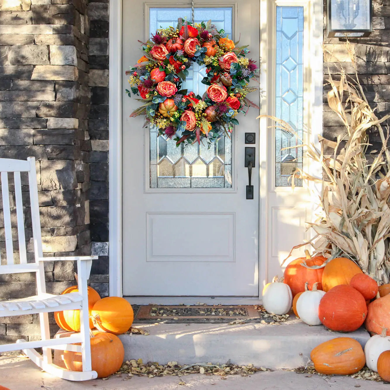 🔥49% OFF🔥Fall Peony and Pumpkin Wreath - Year Round Wreath