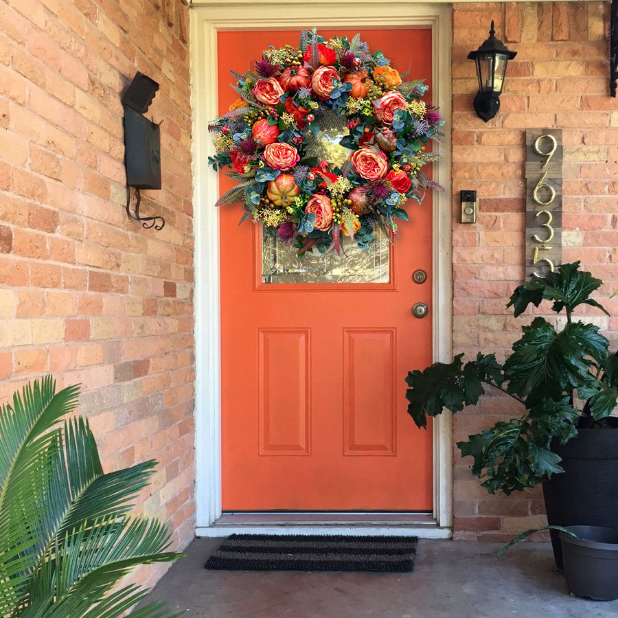 🔥49% OFF🔥Fall Peony and Pumpkin Wreath - Year Round Wreath