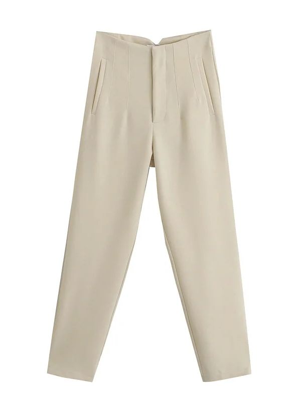 Straight Pants High Waist Zipper Fly Trousers