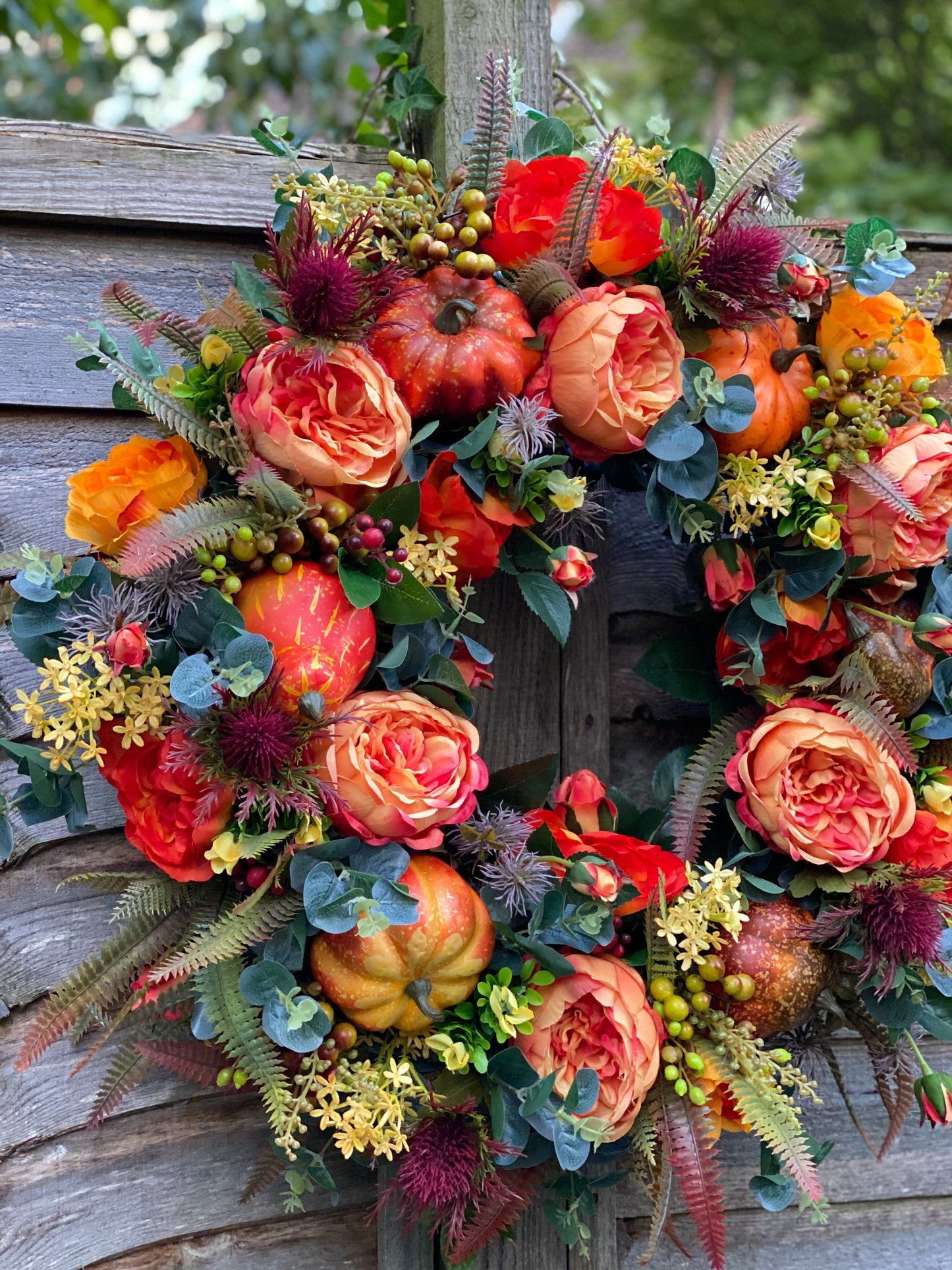 🔥49% OFF🔥Fall Peony and Pumpkin Wreath - Year Round Wreath