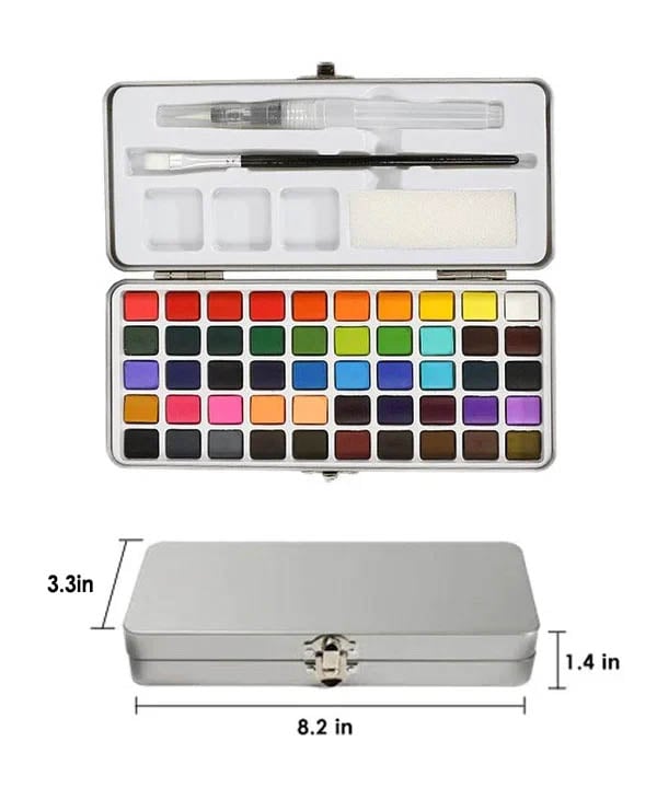 Premium Aquarell Set von 50 mit Pinsel