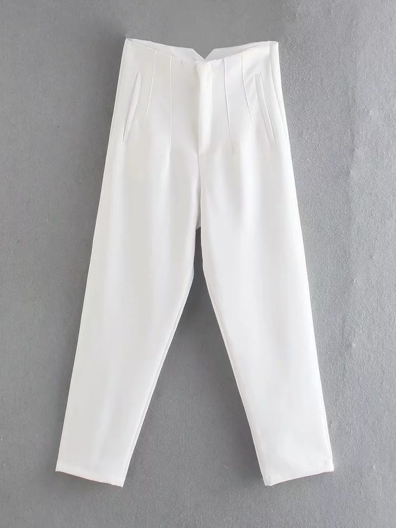 Straight Pants High Waist Zipper Fly Trousers