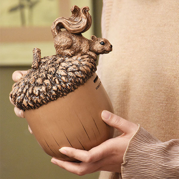 Squirrel Acorn Piggy Bank - Resin - Art and Utility - Save with Style, Cherish Every Coin