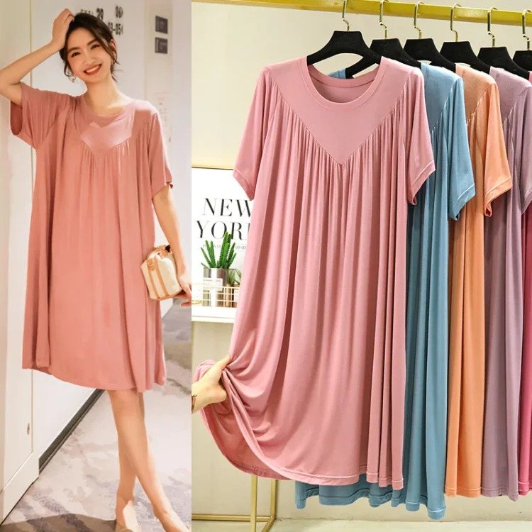 Super Soft Comfortable Short Sleeve Loose Pajama Dress