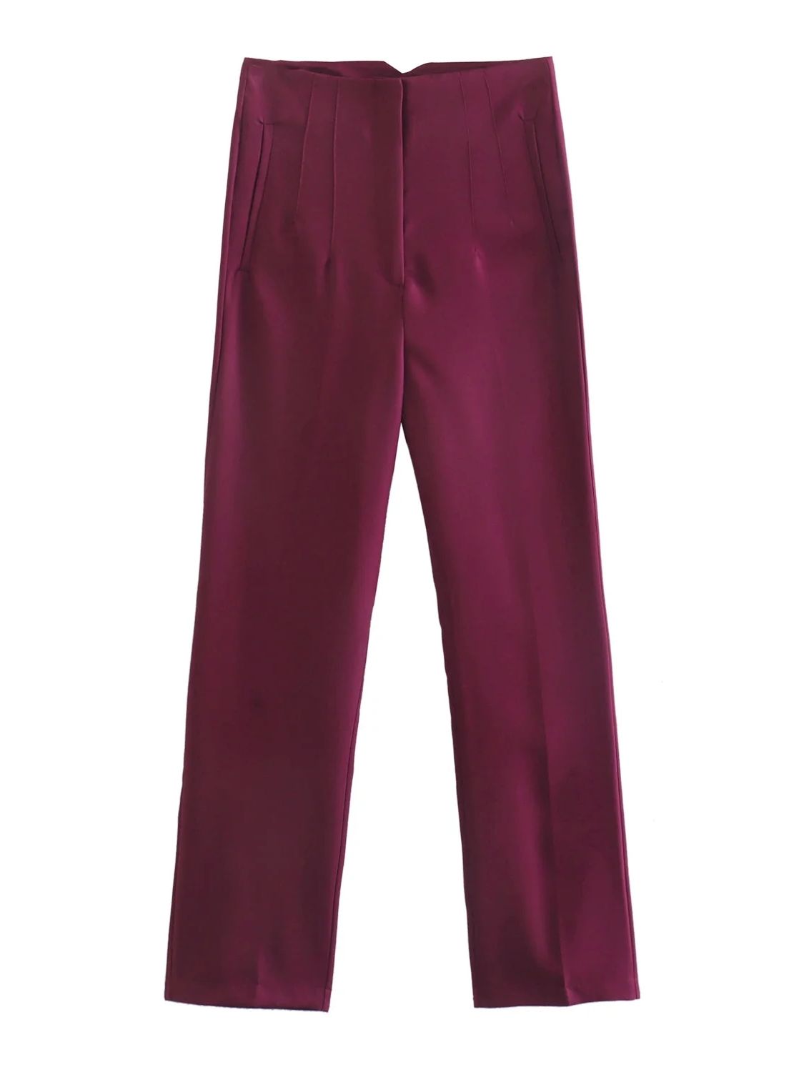 Straight Pants High Waist Zipper Fly Trousers