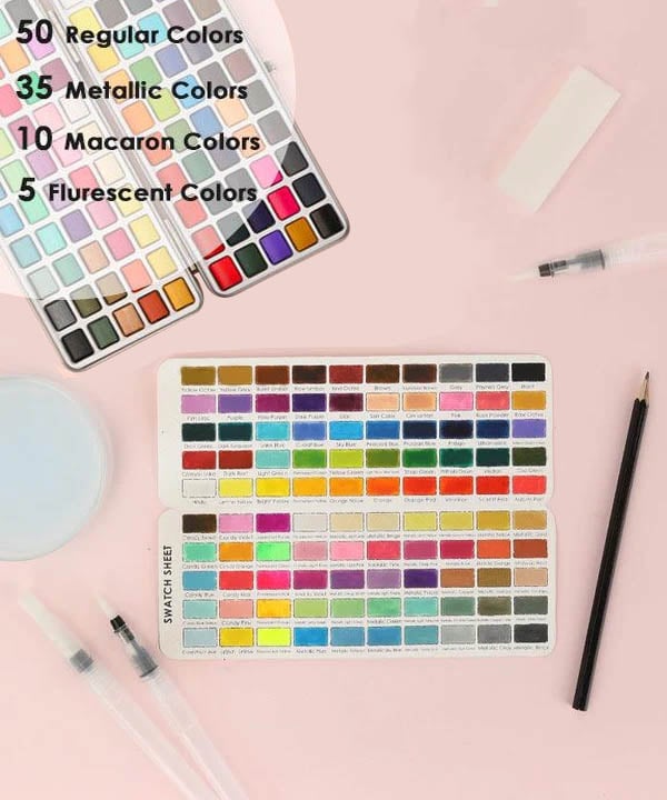 Premium Aquarell Set von 50 mit Pinsel