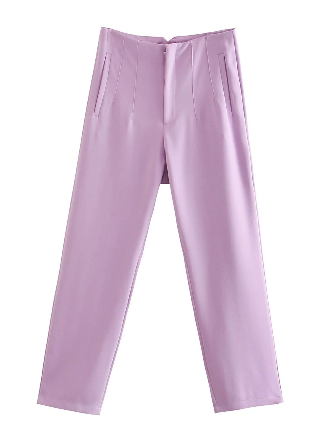 Straight Pants High Waist Zipper Fly Trousers