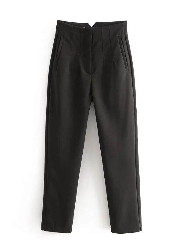 Straight Pants High Waist Zipper Fly Trousers