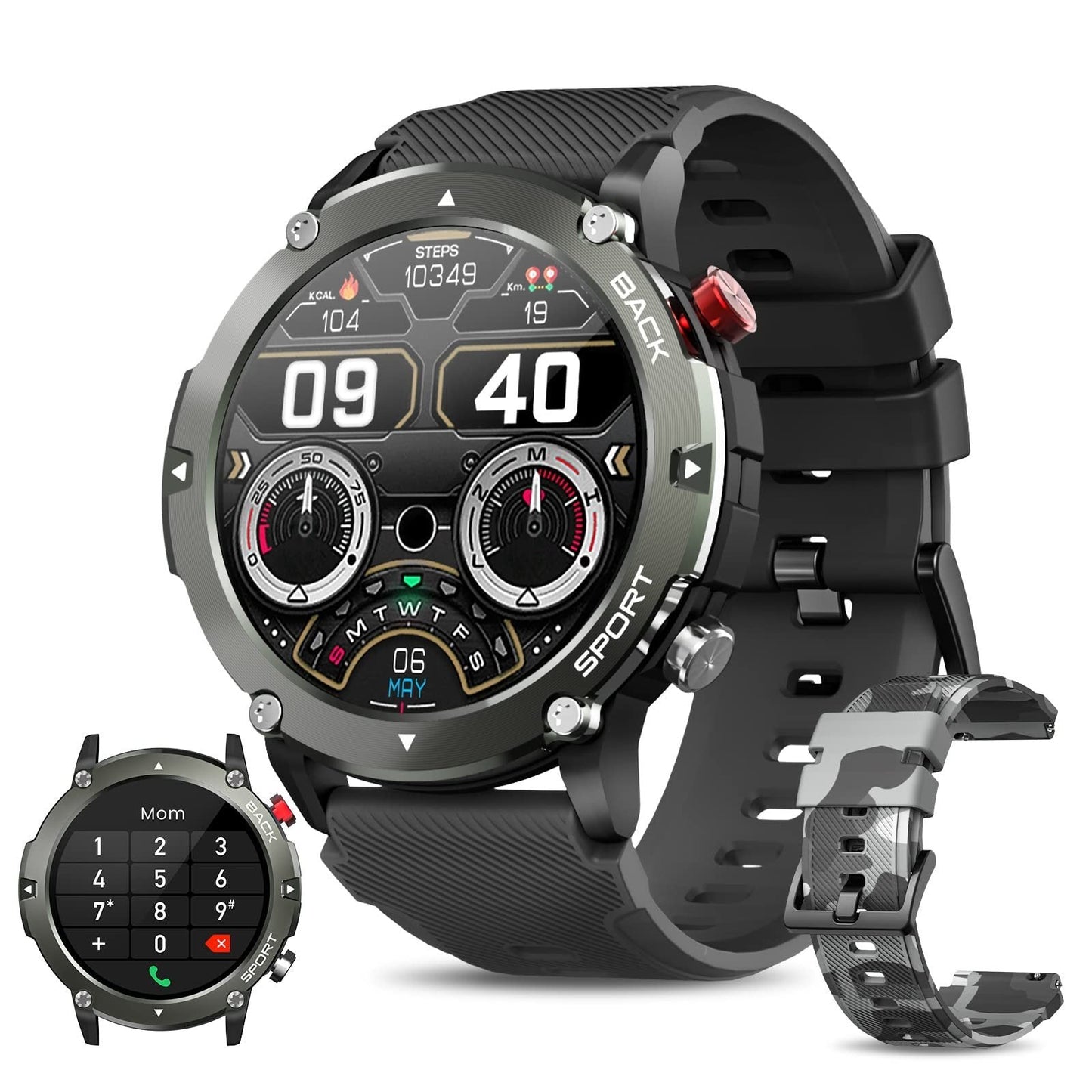 Military 2023 HD LCD Bluetooth Tactical Smart Watch