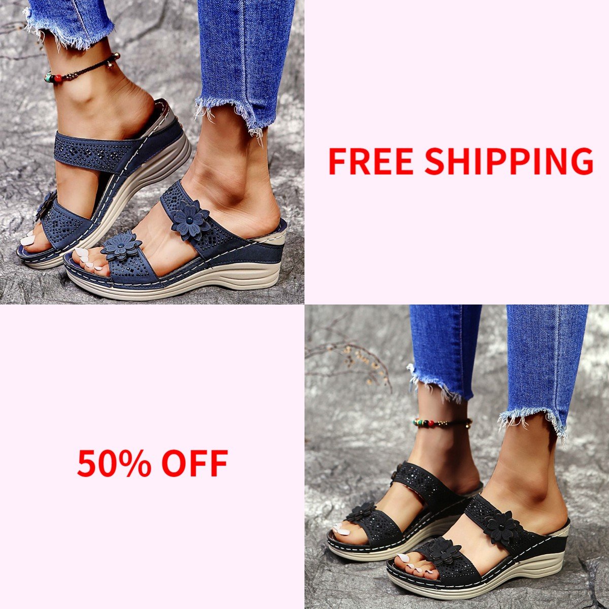 🔥Buy 2 Save 20%🔥Women's Soft Floral Wedge Sandal