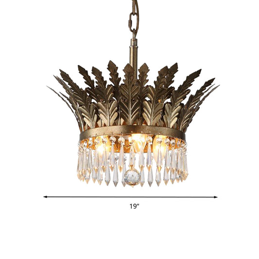 K9 Crystal 2-Tier Hanging Chandelier Traditional 3/4 Lights Gold/Antique Bronze Ceiling Lamp for Living Room