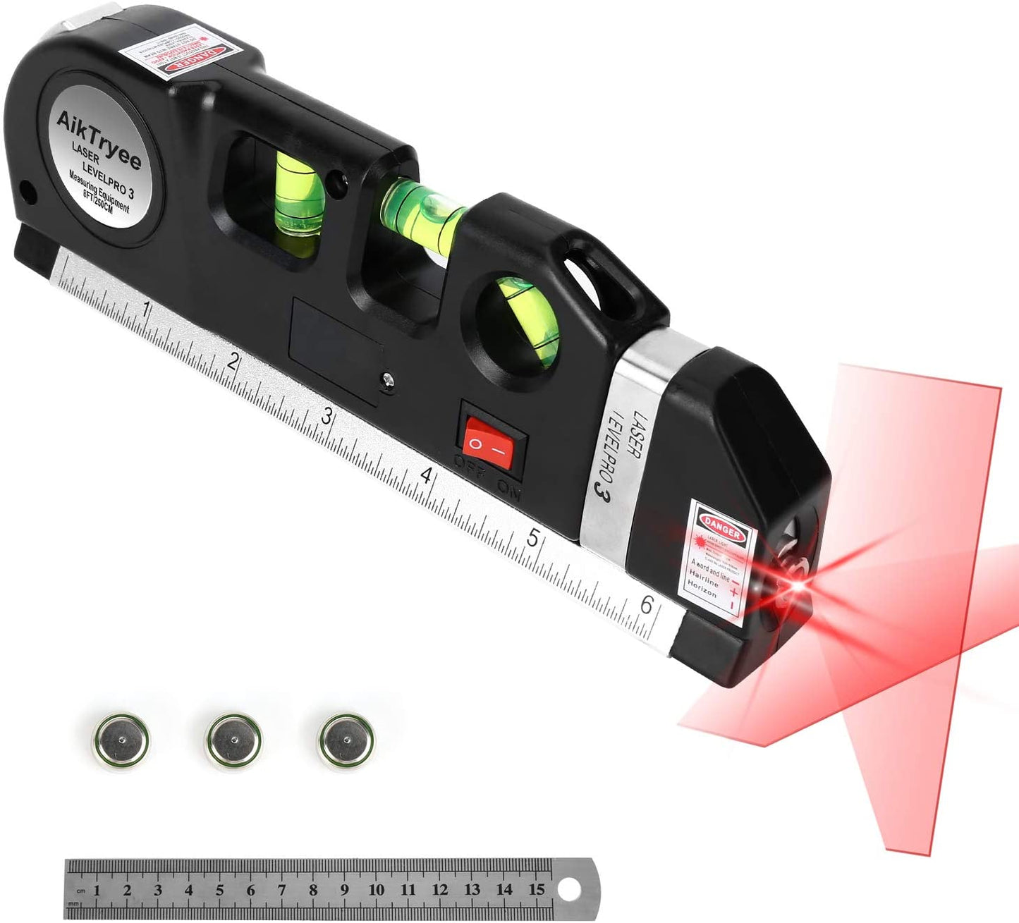 Laser Level Ruler Multi-functional Household Infrared Decoration (Black)